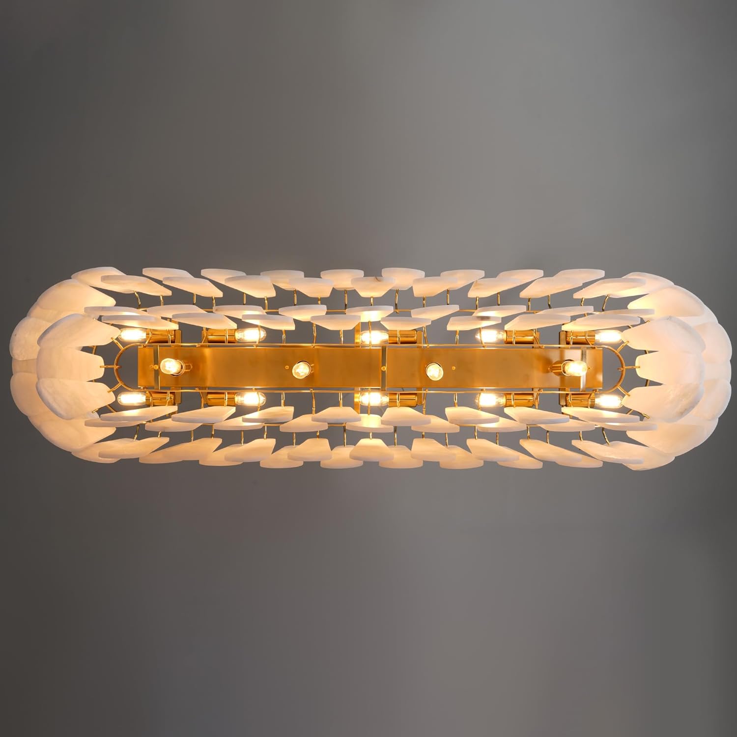Luxury Modern Alabaster Brass Rectangle Chandelier with Adjustable Height - Camilalamps - CA-B0FHQDKLKH