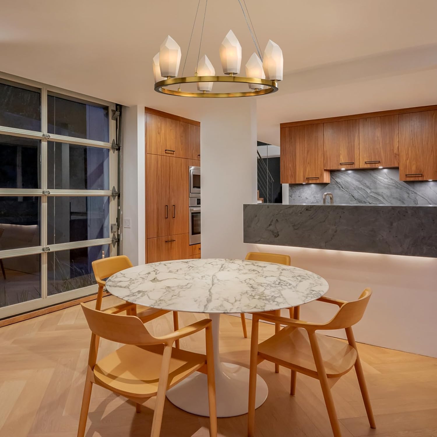 Alabaster 23" 6 - Light Modern Gold Chandelier with Adjustable Height - Camilalamps - CA-B0FPM4L65N