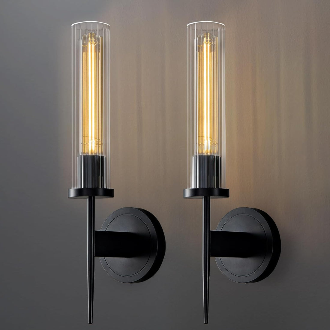 Elegant Black Water Ripple Wall Sconce Set – 2 Pack - Camilalamps - CA-B0CQN9TCRG