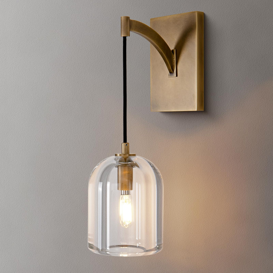 Modern Crystal Wall Sconce, Black Hemisphere Wall Sconce, Black Wall Lamps Indoor for Bedroom Bathroom Vanity Light Fixtures Includes Bulbs