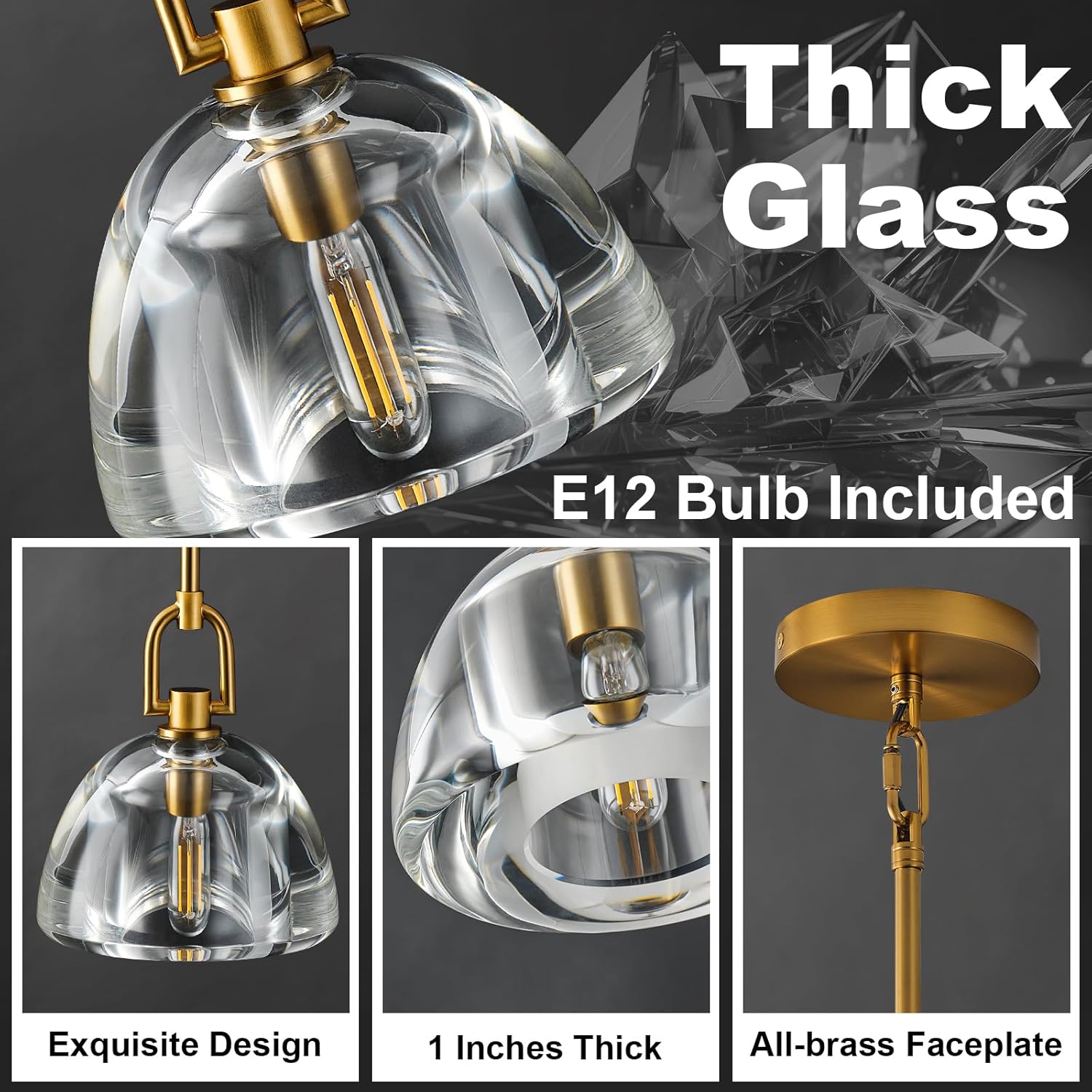 7 - inch Glass Brass Pendant Light with Adjustable Height – 2 Pack - Camilalamps - CA-B0FHV9CDJX