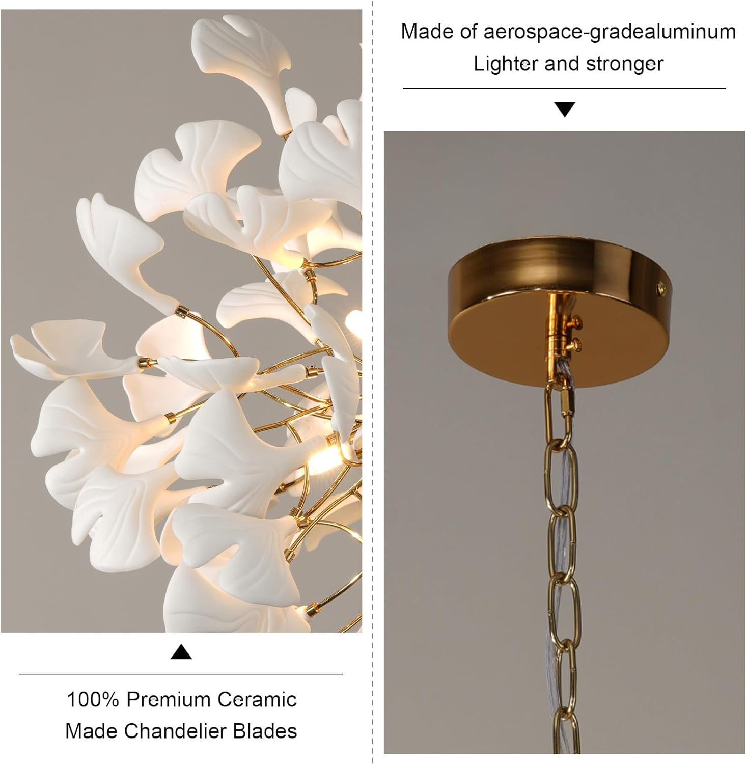 Gold Tree Branches 31" Sputnik Ginkgo Leaf Ceiling Chandelier - Camilalamps - CA-B0FKBK4S2B