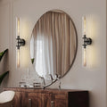Black Brass Glass Double Wall Sconce Set 30