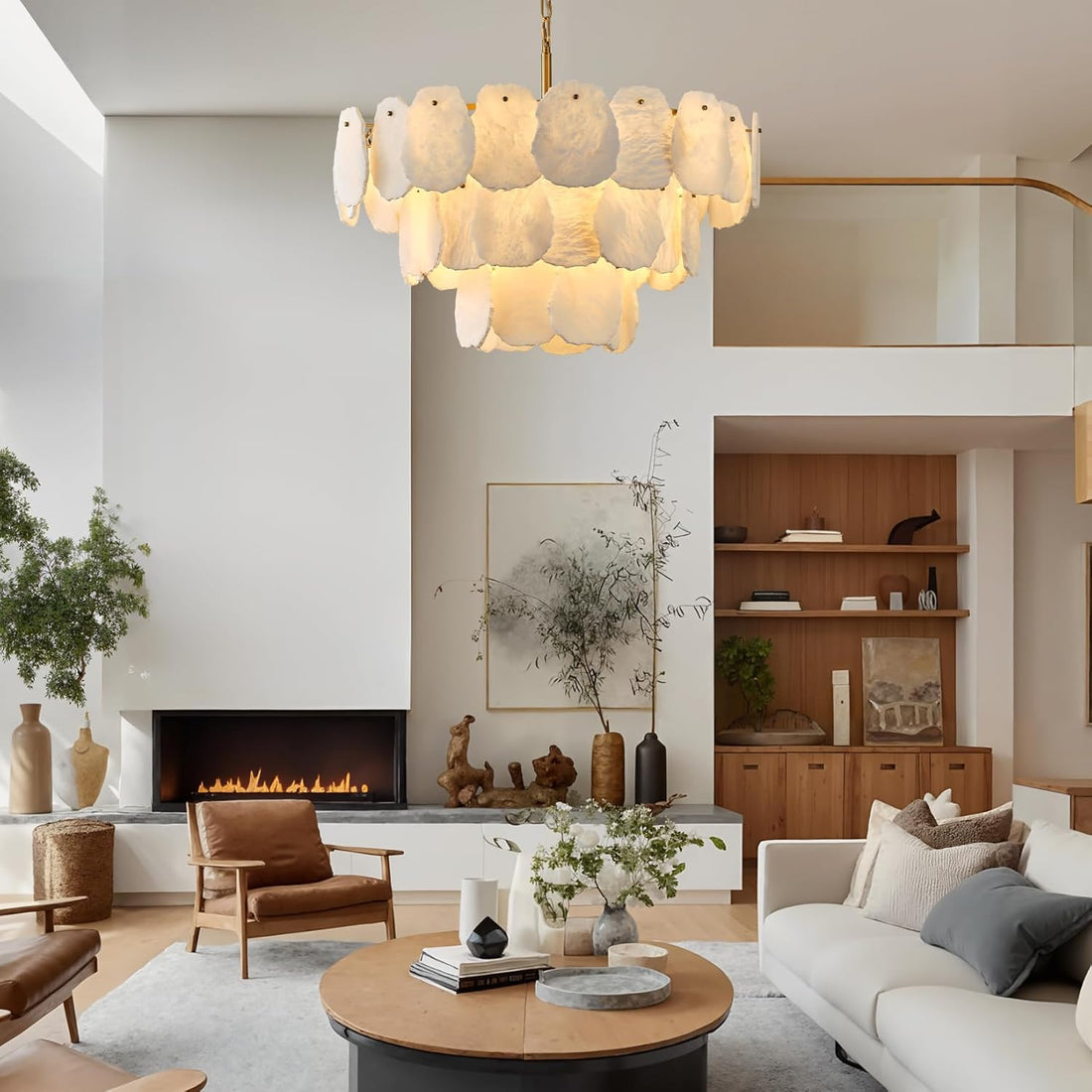 Luxury Alabaster Chandelier – 32" D, 15‑Bulb Natural Spanish Stone Light Fixture - Camilalamps - CA-B0FJG42QFJ