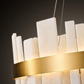Adjustable Luxury Alabaster Round Chandelier – 31.5in Natural Stone - Camilalamps - CA-B0F1XZS6XQ