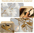 Silver Ceramic Ginkgo Leaf Tree Branch Chandelier – 40