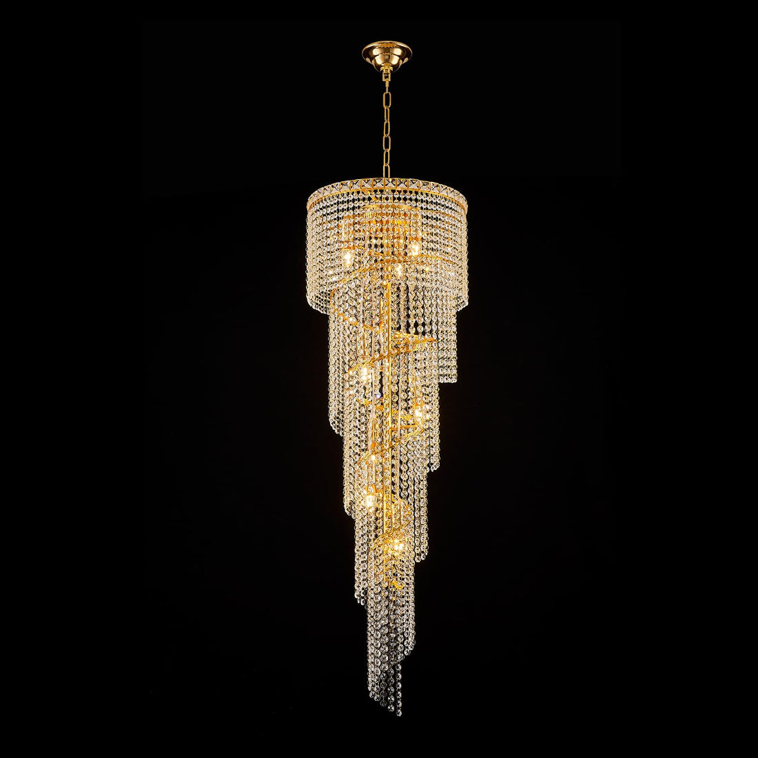 8 - inch Mini Gold Crystal Chandeliers, Modern Semi Flush Mount Ceiling Light, Small 3 - Light Drum Crystal Hanging Pendant Light Fixtures for Dining Room Entryway Kitchen Hallway - Camilalamps - B0DB16NZ12