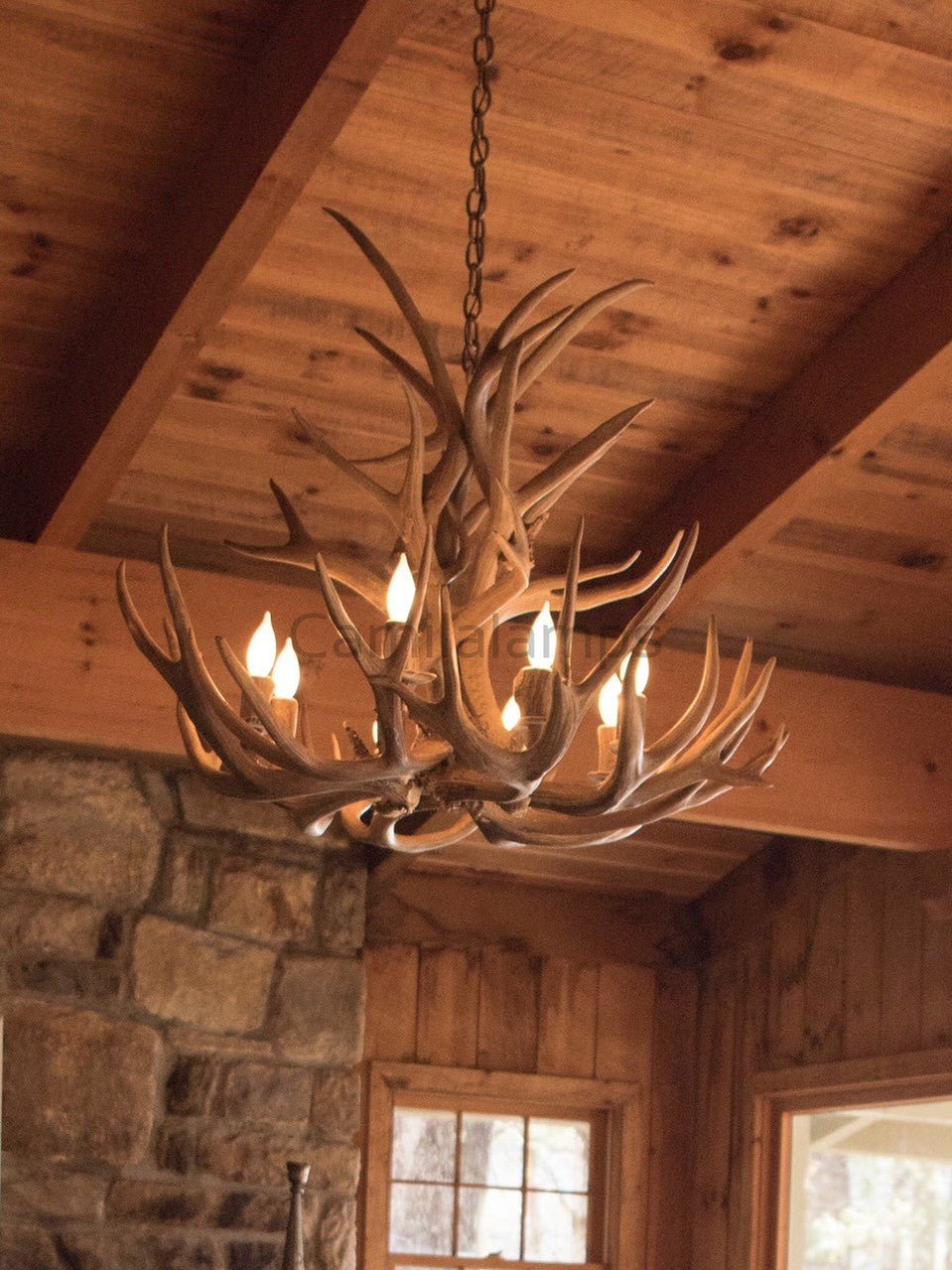 8 Light Reagan Tall Mule Deer Antler Chandelier 36"H - Camilalamps - CAA - 1Z0017