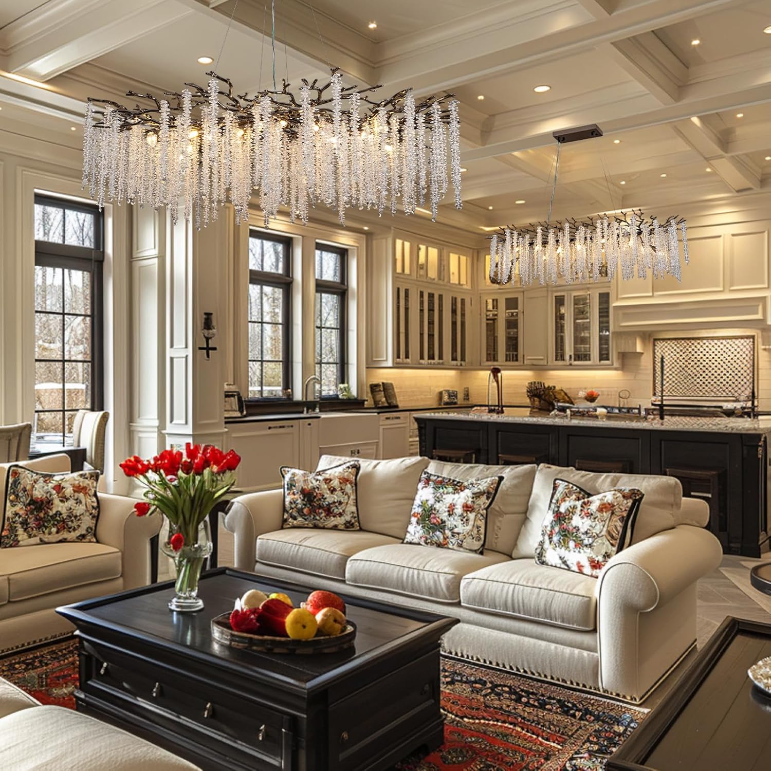 47.2" Black Modern Crystal Chandelier for Dining Rooms - Camilalamps - CA-B0DD3XS8FH