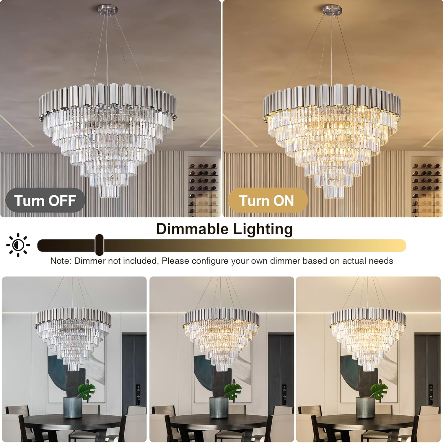 Elegant 7‑Tier 39" Silver Crystal Chandelier – 21‑Light Luxury K9 Fixture - Camilalamps - CA-B0FCY6RL48