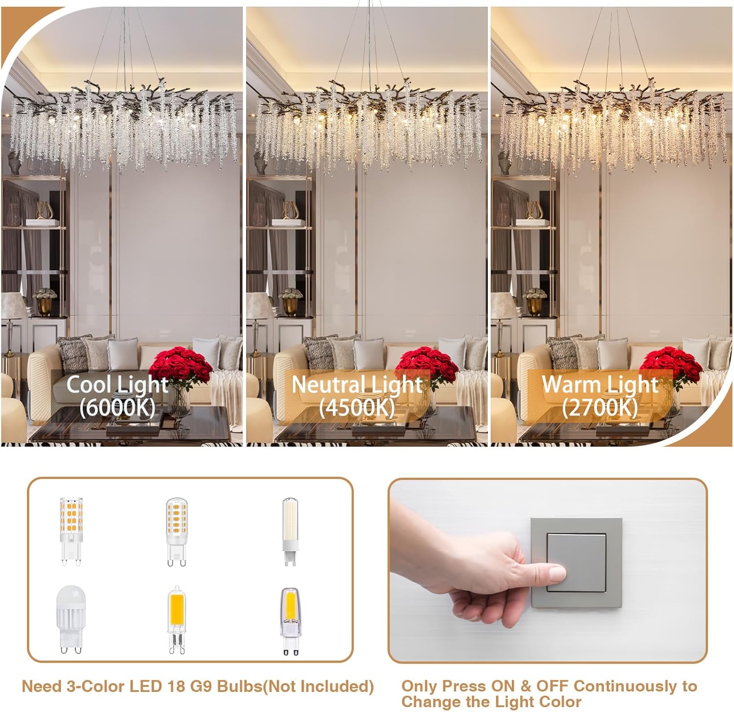 Modern Black Crystal Chandelier with 18 G9 Bulbs - Camilalamps - CA-B0DD3XS8FH