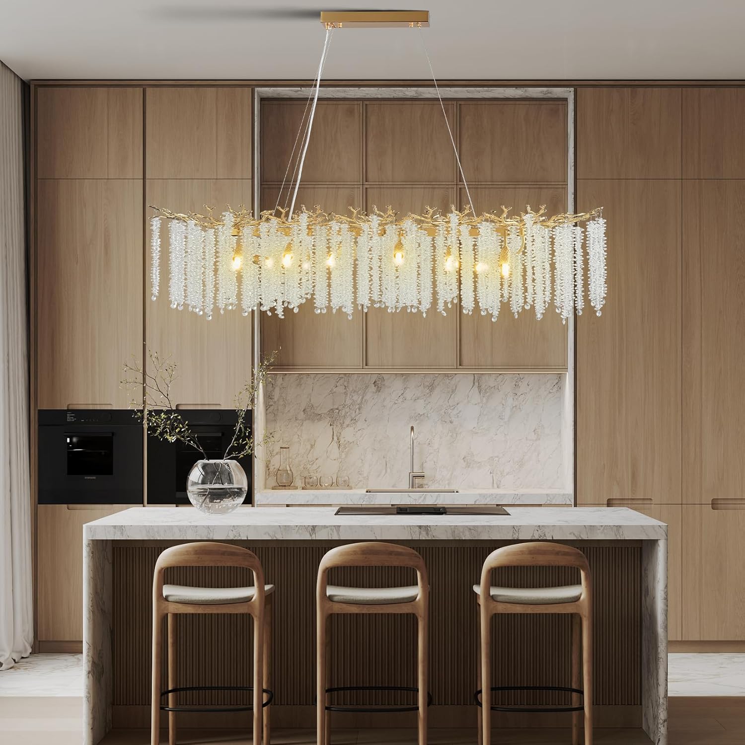 Gold Tree Branch Crystal Chandelier 47.2" Rectangular - Camilalamps - CA-B0C818ZP8T