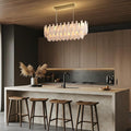 Luxury Modern Alabaster Brass Rectangle Chandelier with Adjustable Height - Camilalamps - CA-B0FHQDKLKH