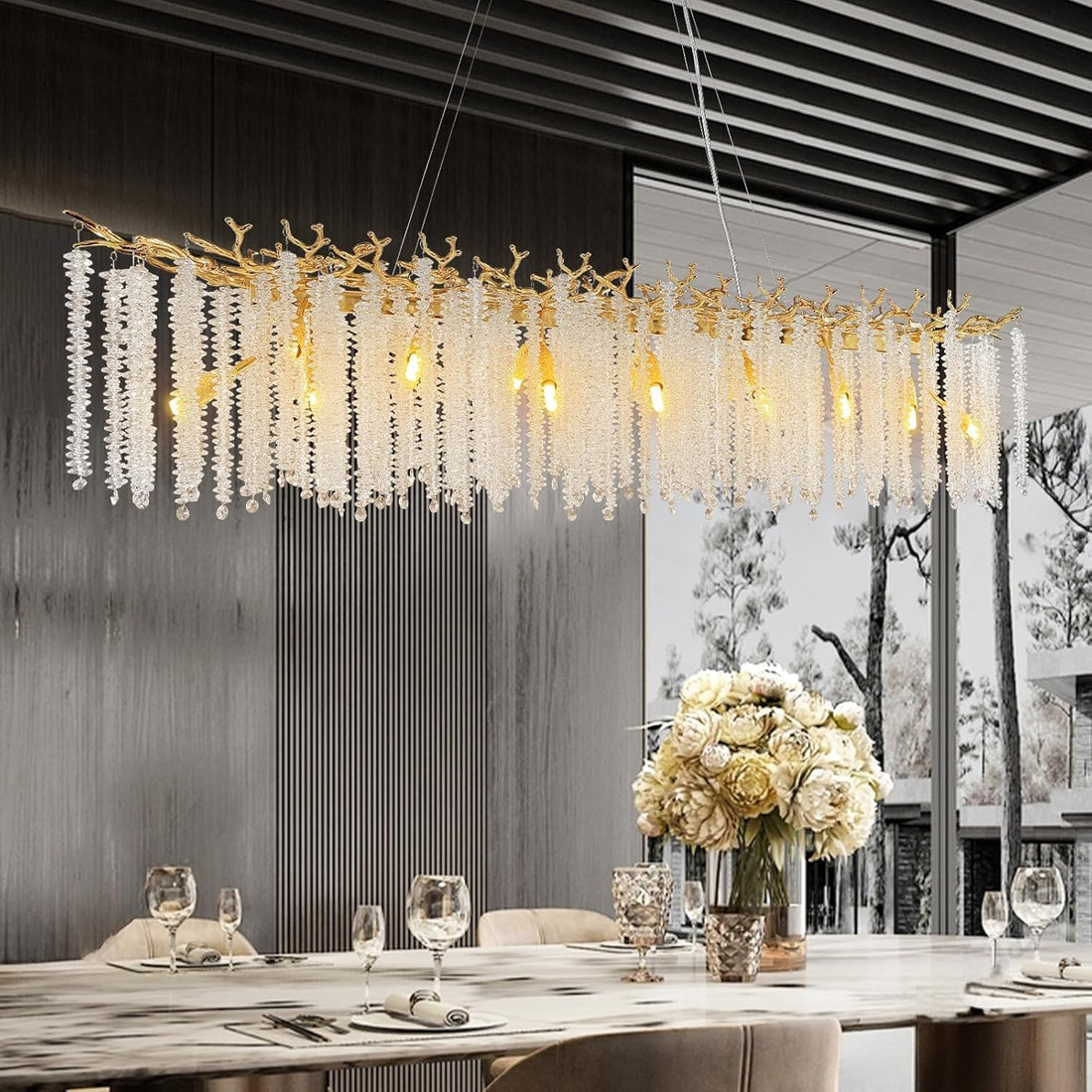 Gold Tree Branch Crystal Chandelier 47.2" Rectangular - Camilalamps - CA-B0C818ZP8T