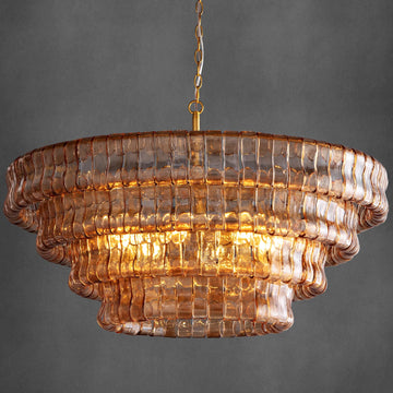36" Smok Gold Round Drum Large Chandeliers for Dining Room, 6-Light Modern Hanging Light Fixture for Living Room, Bedroom, Foyer
