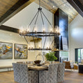 60 Inch Gold Chandelier, Wagon Wheel Chandelier with Glass Shade, 20 - Lights Large Round Modern Farmhouse High Ceiling Pendant Lighting Fixture for Dining Room, Living Room, Kitchen, Foyer - Camilalamps - B0CNRHR35D