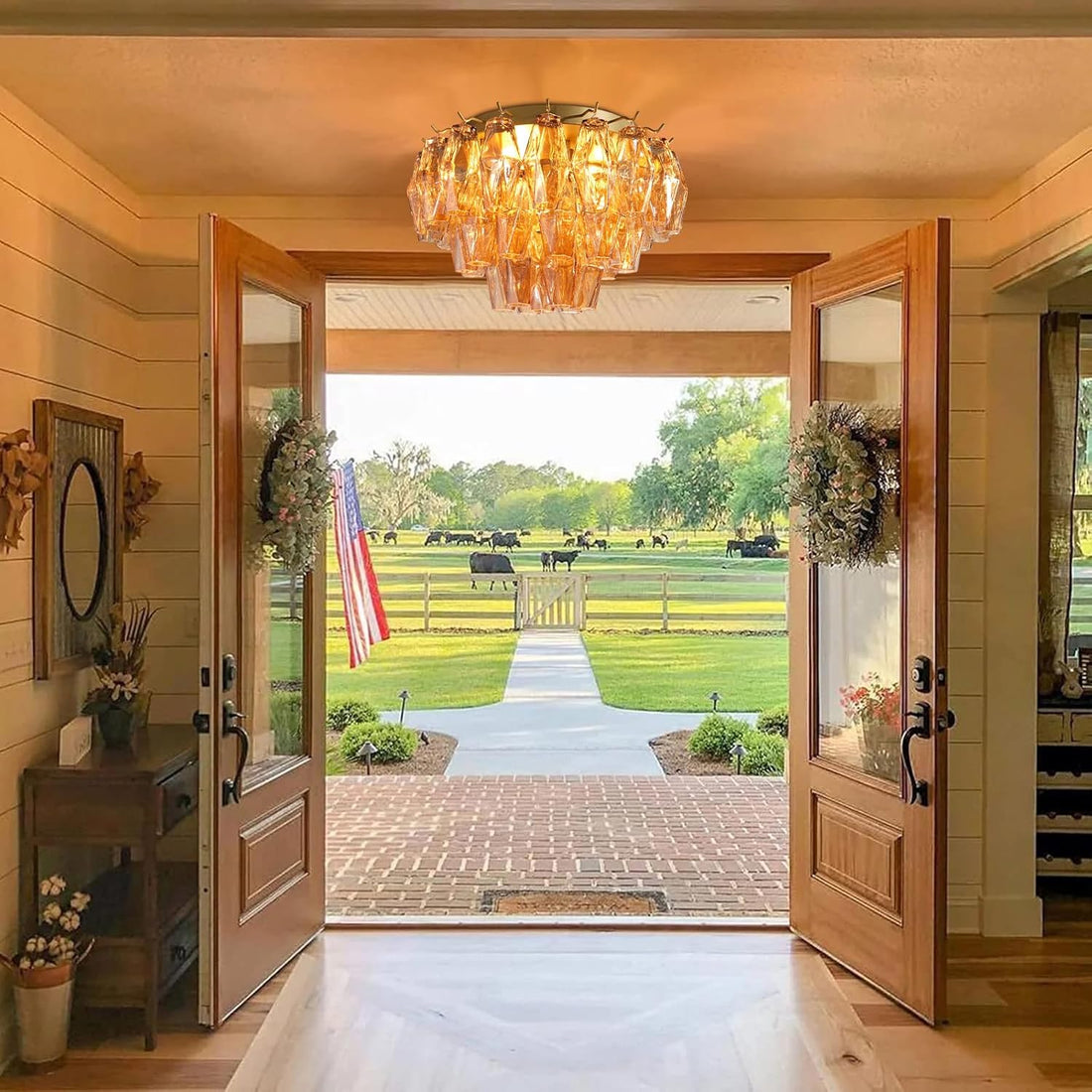 Amber 17" Modern Crystal Glass Chandelier for Elegant Ceiling Lighting - Camilalamps - CA-B0FC1Q3TNC