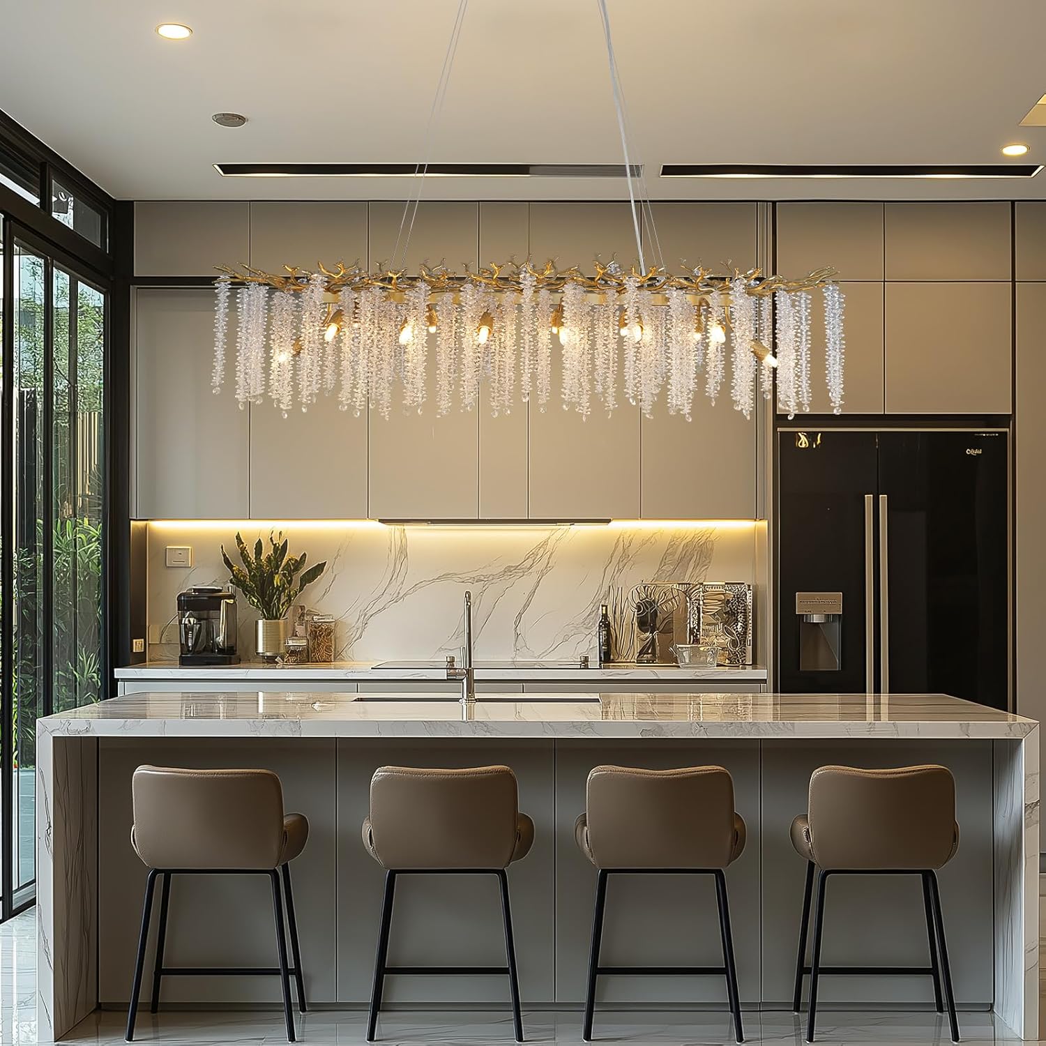 Gold Tree Branch Crystal Chandelier 47.2" Rectangular - Camilalamps - CA-B0C818ZP8T