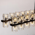 48 Inch Black Wagon Wheel Chandelier with Crystal Shade, 48 Lights, Modern Farmhouse Style, Ideal for Dining Room, Kitchen, Entryways - Camilalamps - B0DPJY8R54