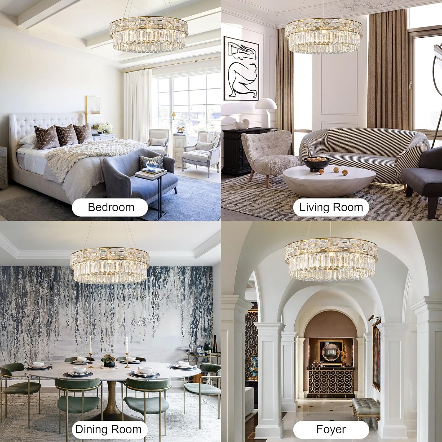 23" Gold Crystal 8 - Light Round Chandelier for Elegant Interiors - Camilalamps - CA-B0FH6GG2V1