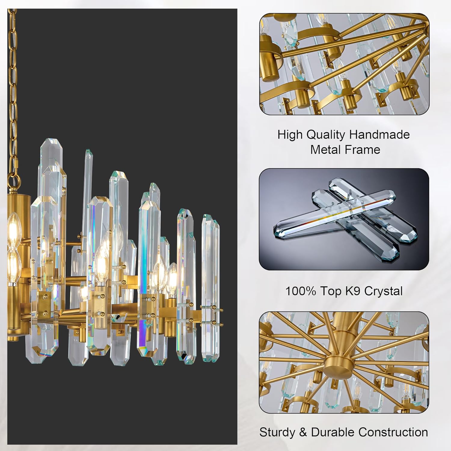 36" Luxury Gold Crystal 16 - Light Round Adjustable Chandelier - Camilalamps - CA-B0FJFSJQ5D