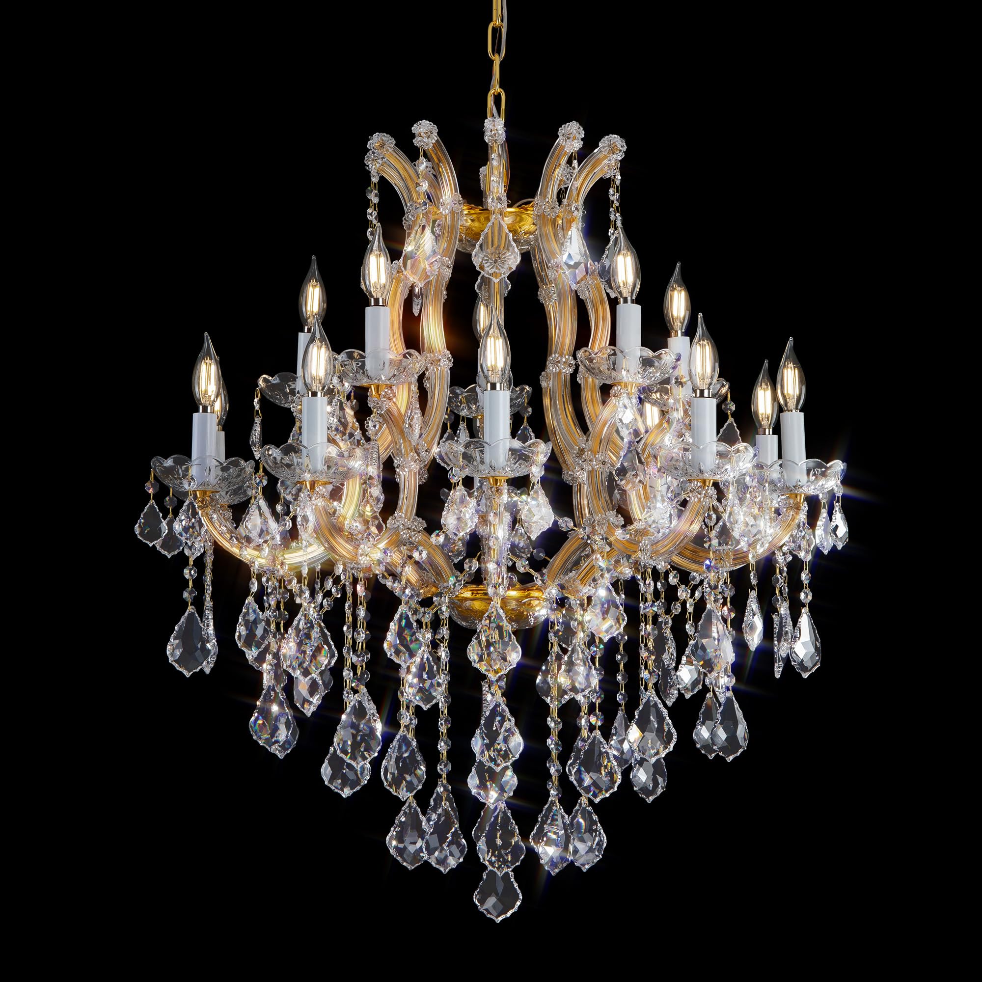 Modern Crystal Chandeliers, Gold Candle Chandelier -Luxury Chandelier Lighting Fixtures for Dining Room, Foyer, Staircase Hallway Living Room Entryway, 10 Lights