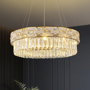 23" Gold Crystal 8 - Light Round Chandelier for Elegant Interiors - Camilalamps - CA-B0FH6GG2V1