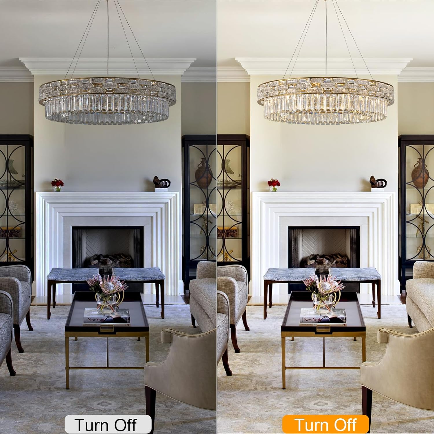 Elegant 31‑Inch Gold Crystal Chandelier with 12 Adjustable Lights - Camilalamps - CA-B0FH6F6CSY