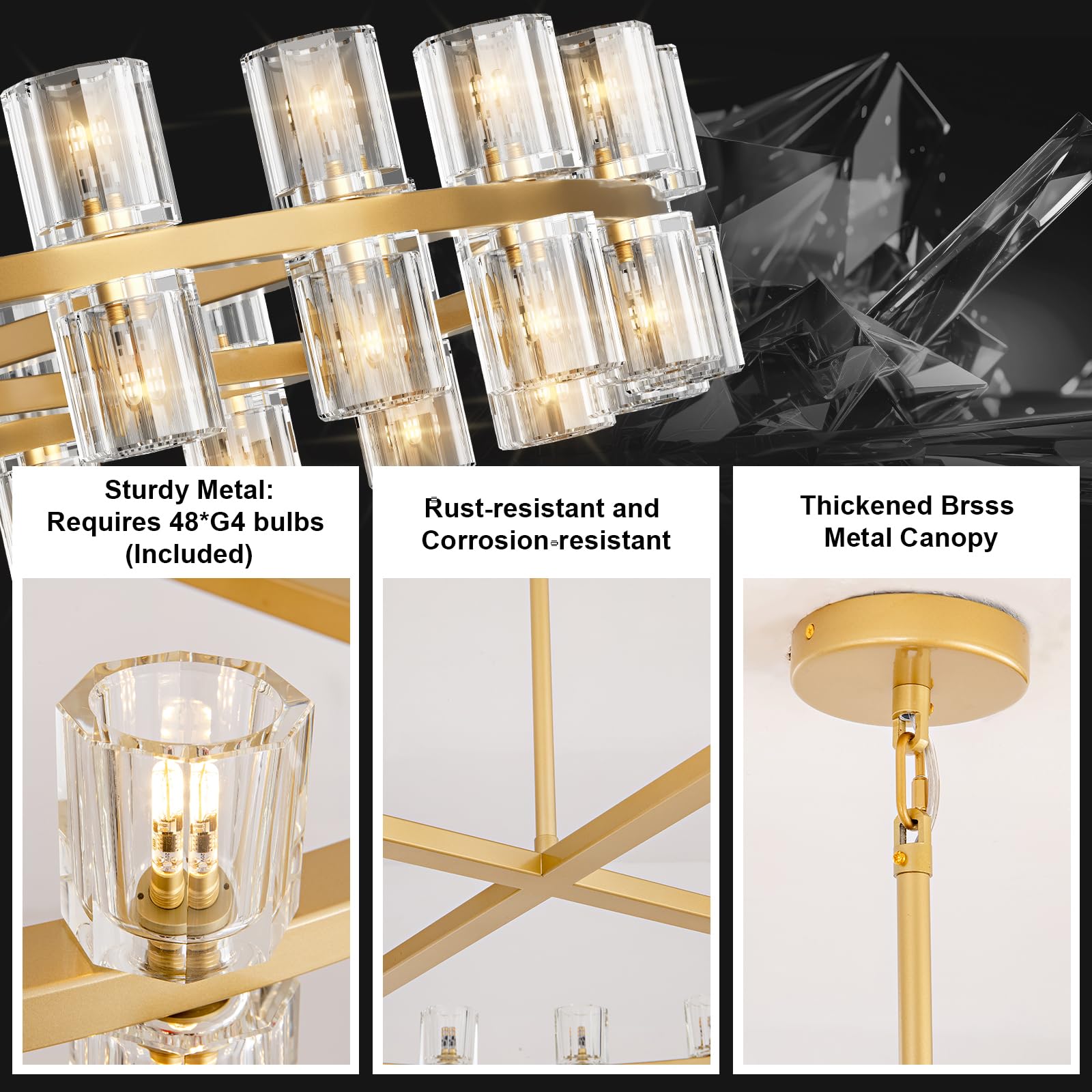 48 Inch Black Wagon Wheel Chandelier with Crystal Shade, 48 Lights, Modern Farmhouse Style, Ideal for Dining Room, Kitchen, Entryways - Camilalamps - B0DPJY8R54
