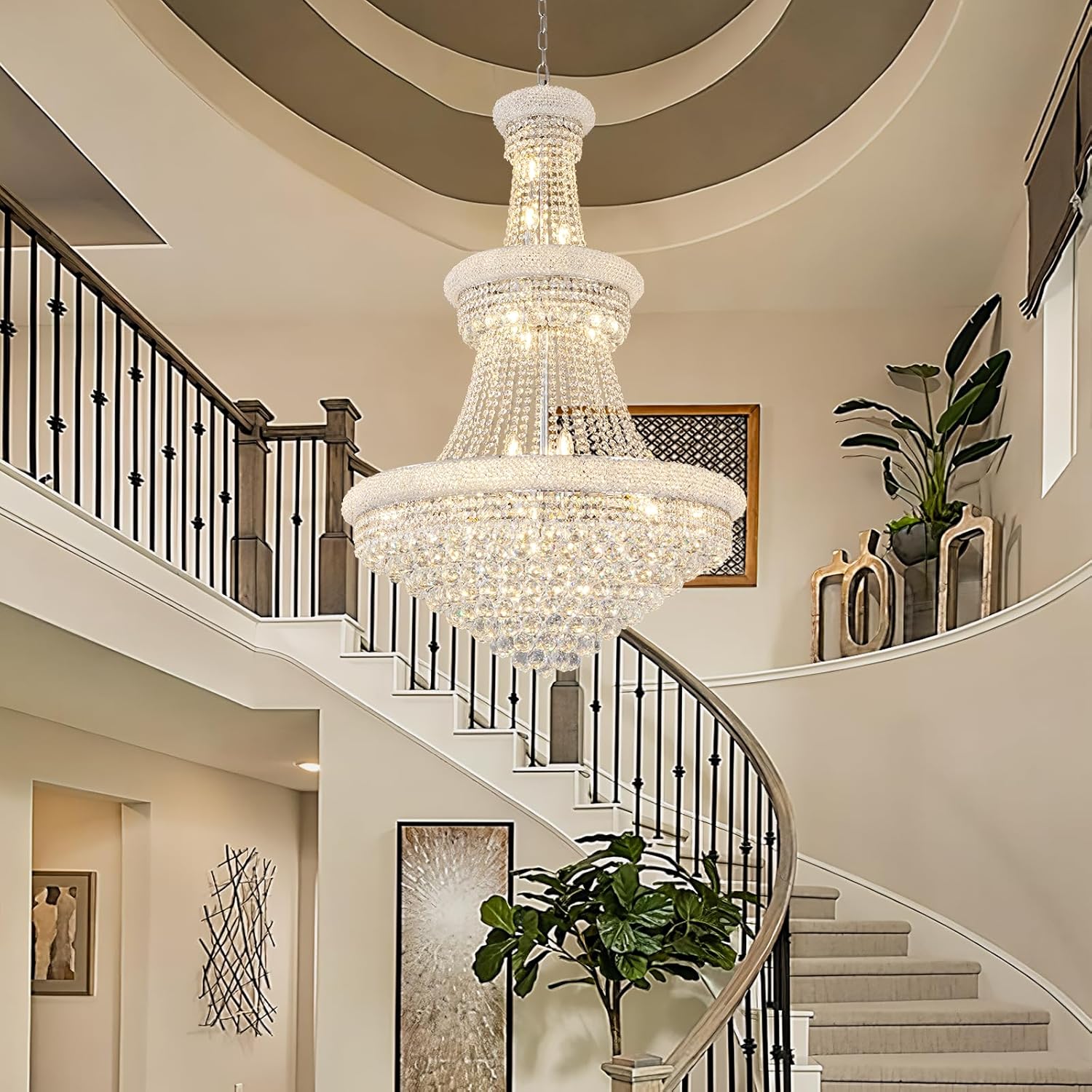 Chrome 24 - Light Crystal Chandelier for High Ceilings - Camilalamps - CA-B0FPX75D2H