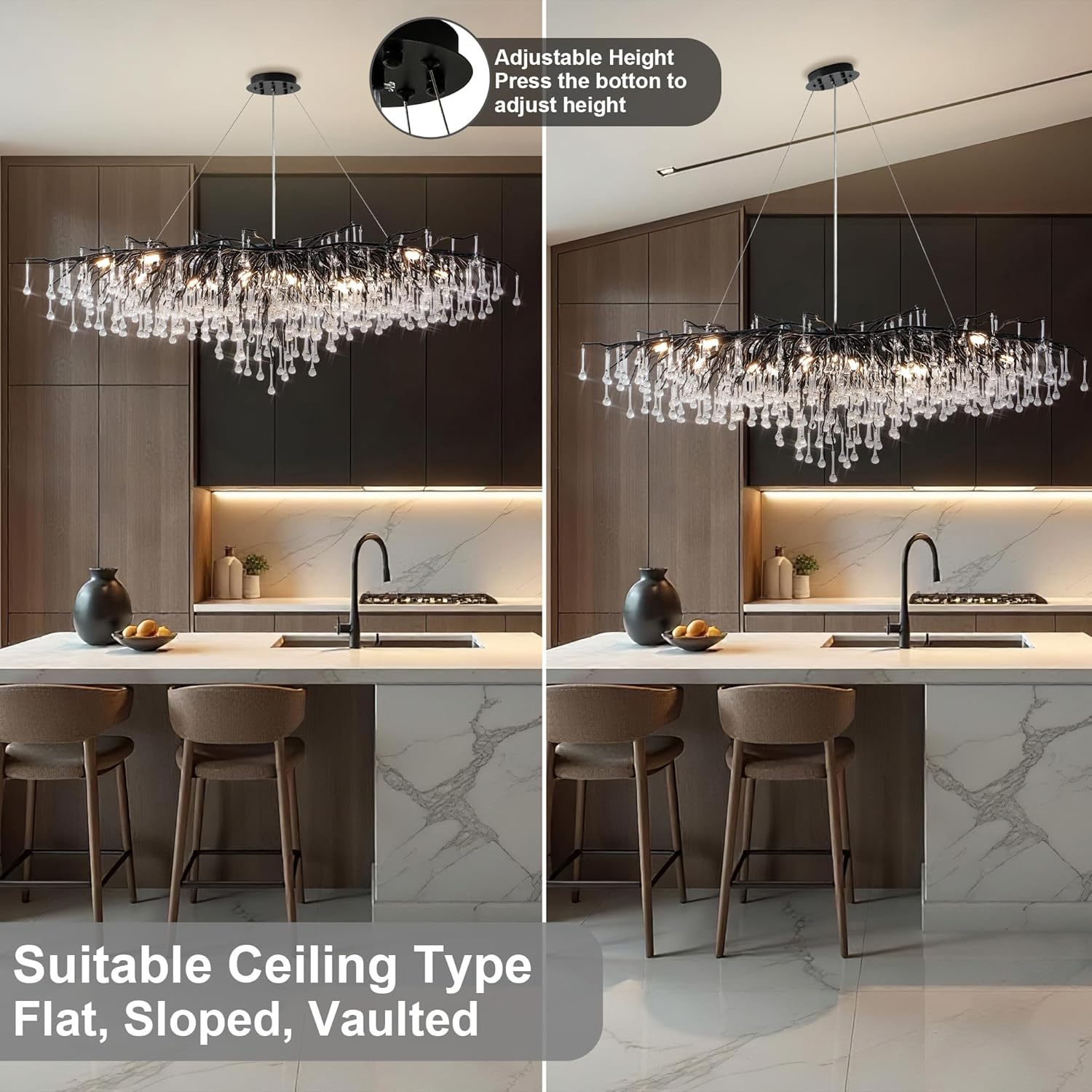 63" Black 15 - Light Modern Crystal Tree Branch Chandelier - Camilalamps - CA-B0BXN9SB16