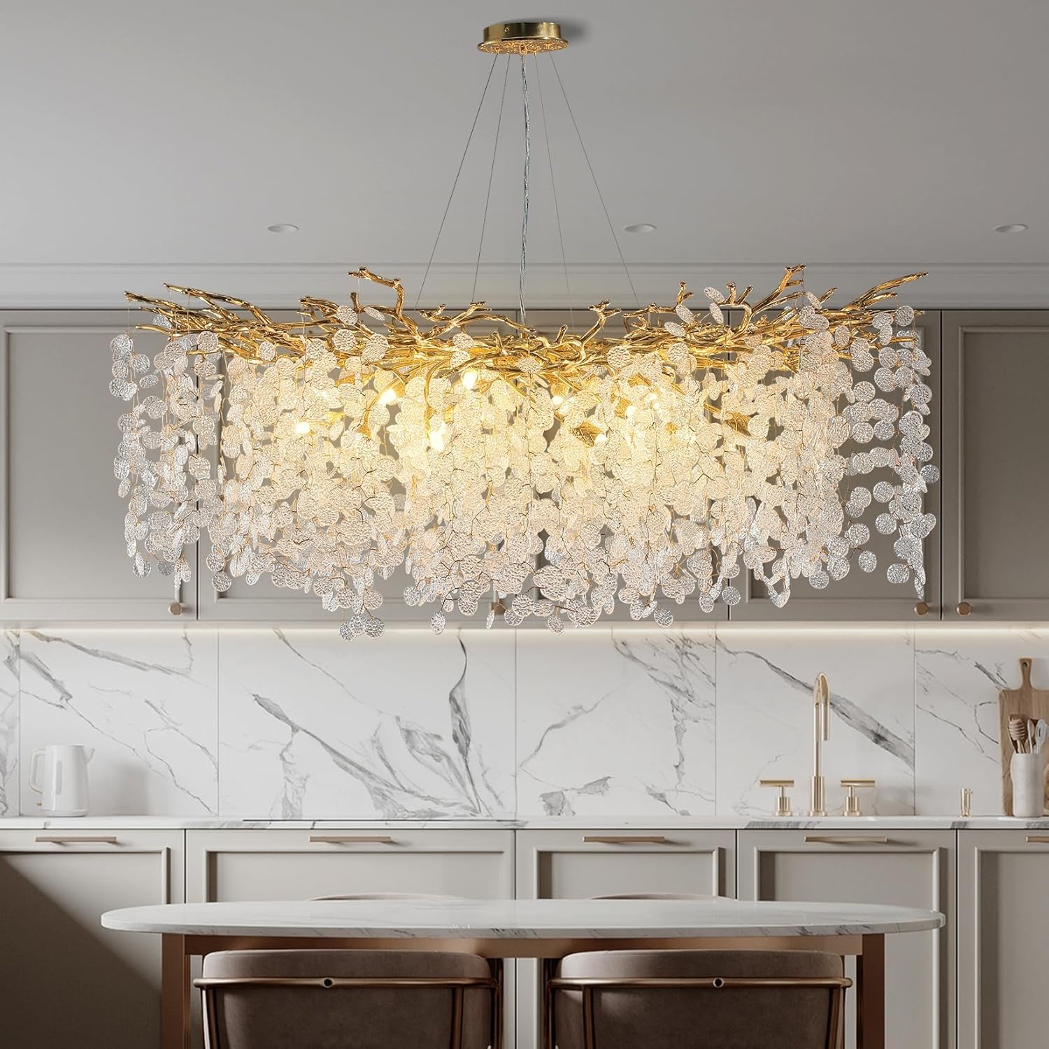 47" Gold Tree Branch Modern Crystal Chandelier - Camilalamps - CA-B0C5T3MQTD
