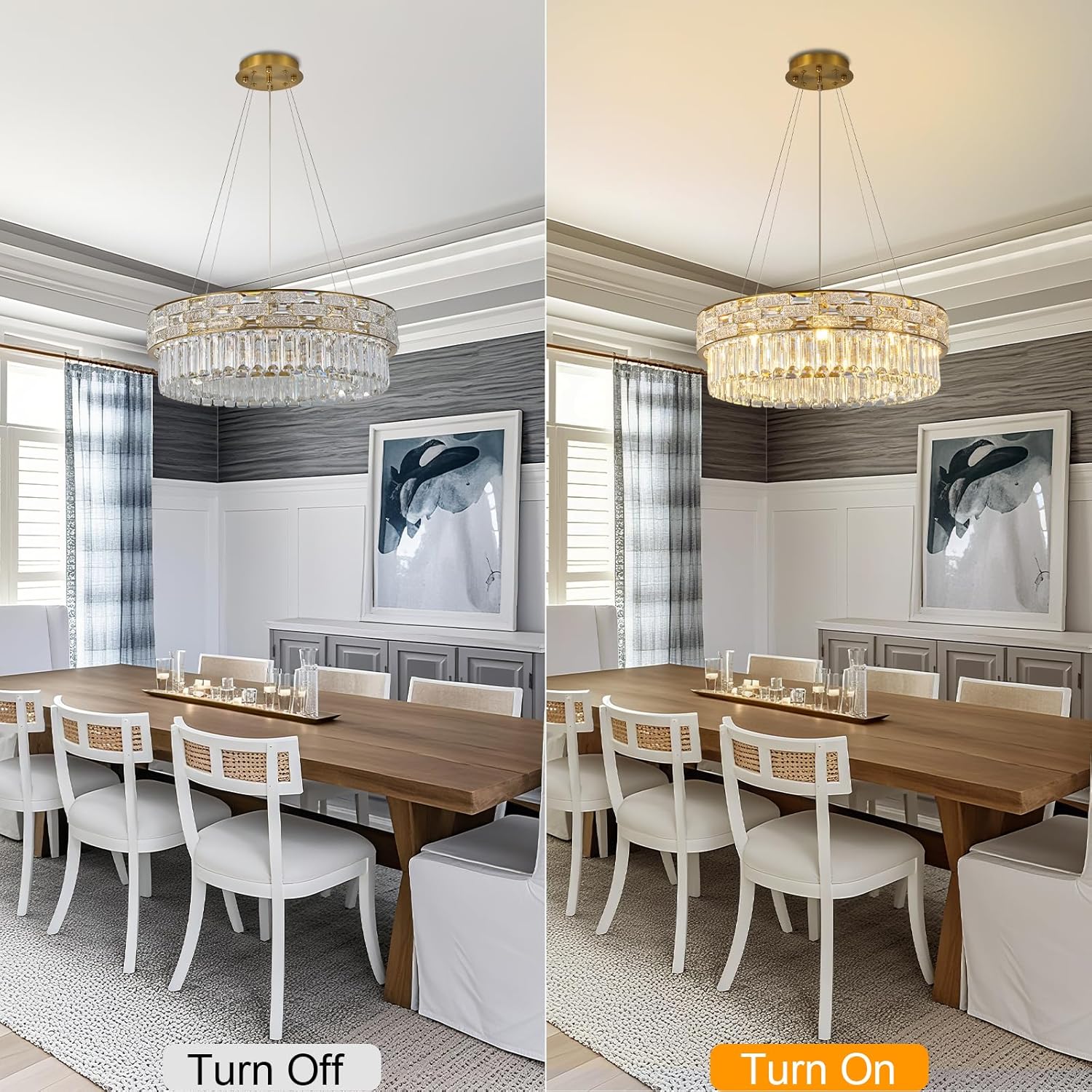 23" Gold Crystal 8 - Light Round Chandelier for Elegant Interiors - Camilalamps - CA-B0FH6GG2V1