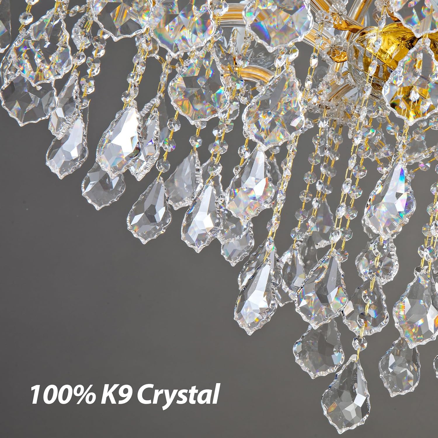 Black Large K9 Crystal Chandelier 18 - Lighting Maria Theresa Chandeliers Luxury Modern High Ceiling Candle Chandelier Pendant Light Fixture 41" for Living Room, Dining, Foyer, Staircase, Entryway - Camilalamps - CA-B0FQBMMWLX