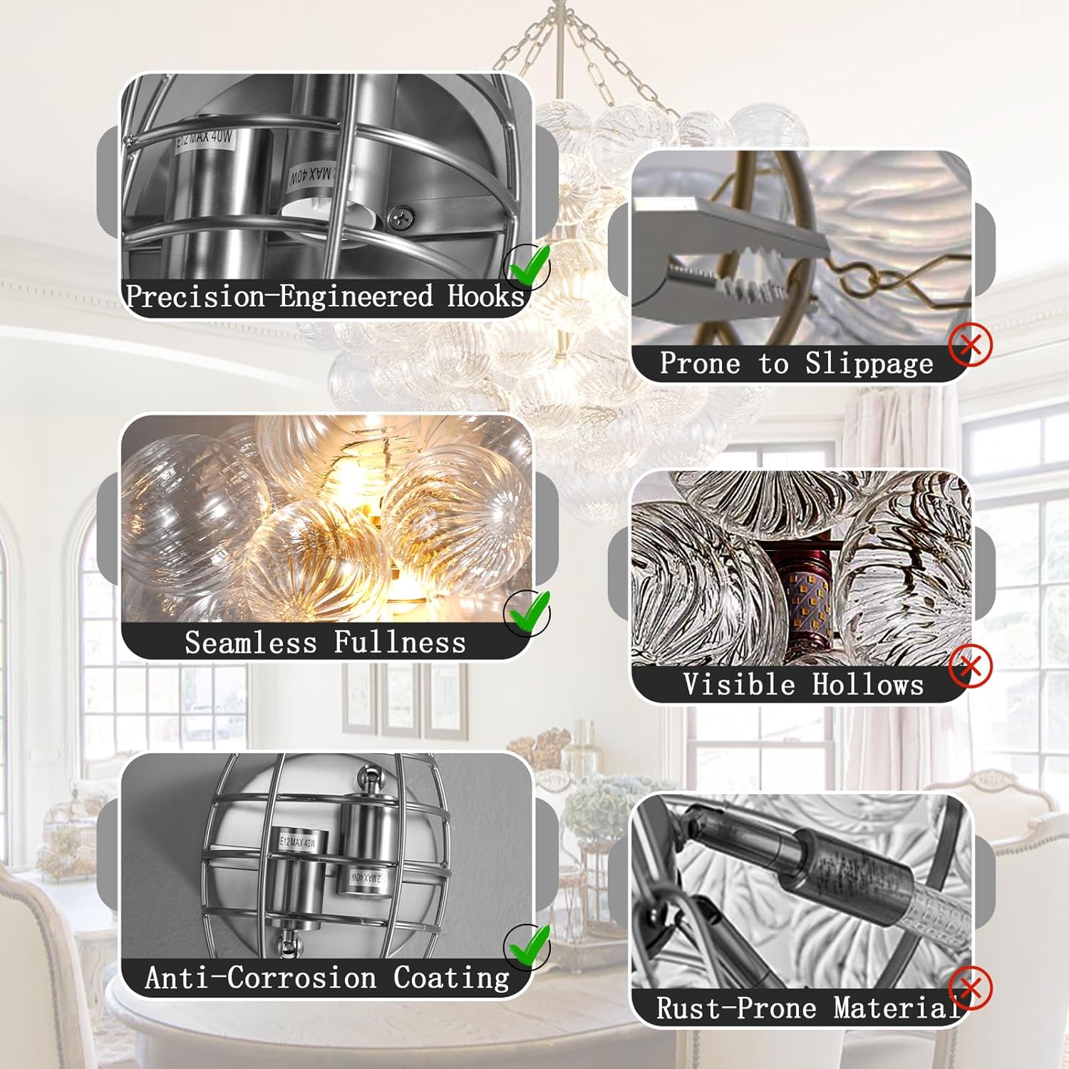 Silver 16.9" Swirl Glass Wall Sconce with E12 LED Bulbs - Camilalamps - CA-B0FRMXVBZ1