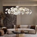 Silver Ceramic Ginkgo Leaf Branch Chandelier – 47.2