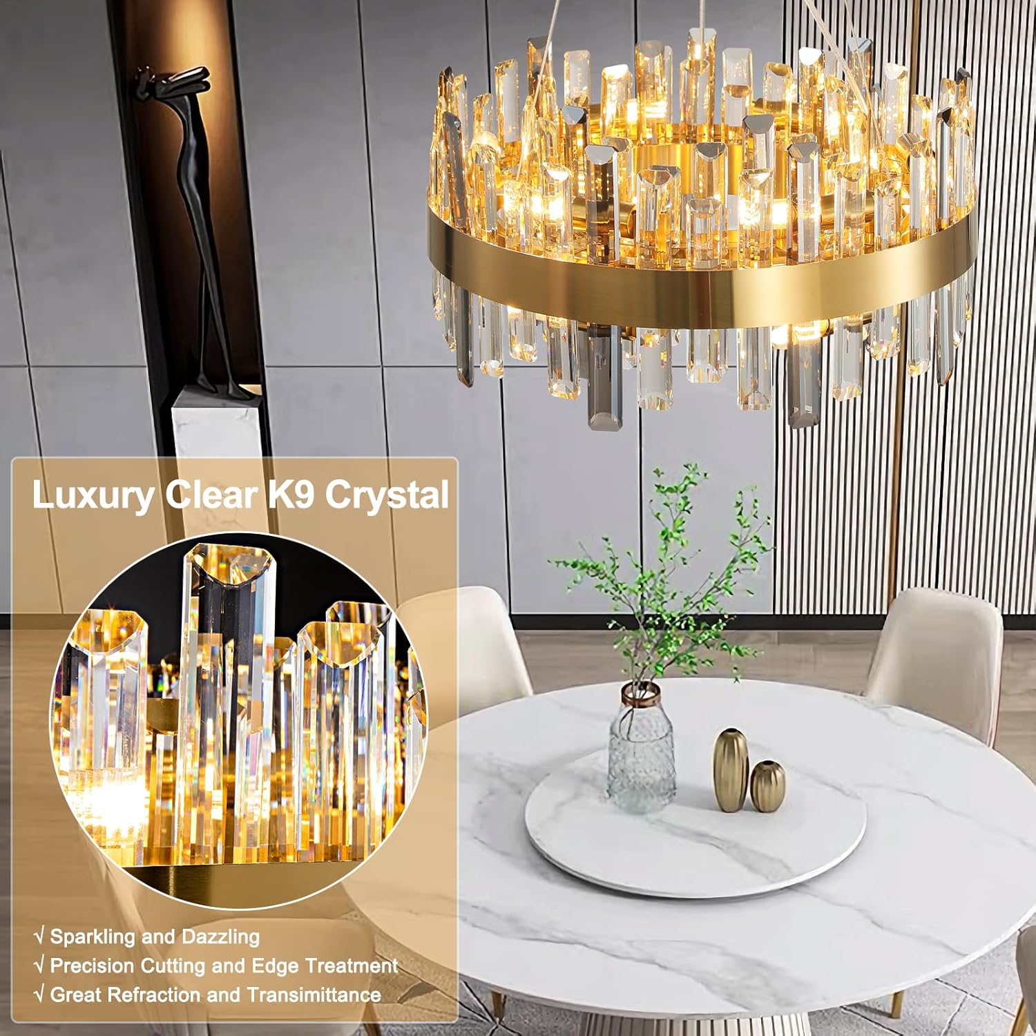 Modern Luxury Gold Round 12 - Light K9 Crystal Chandelier - Camilalamps - CA-B0CT8M6Y38