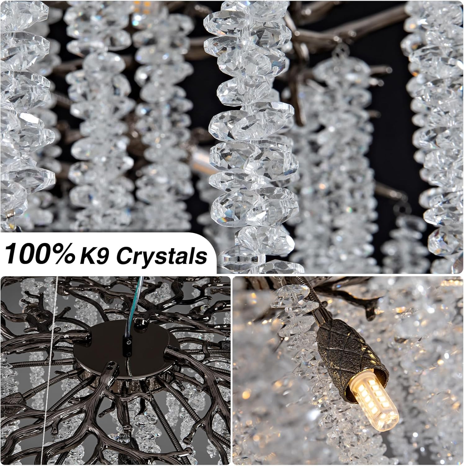 47.2" Black Modern Crystal Chandelier for Dining Rooms - Camilalamps - CA-B0DD3XS8FH