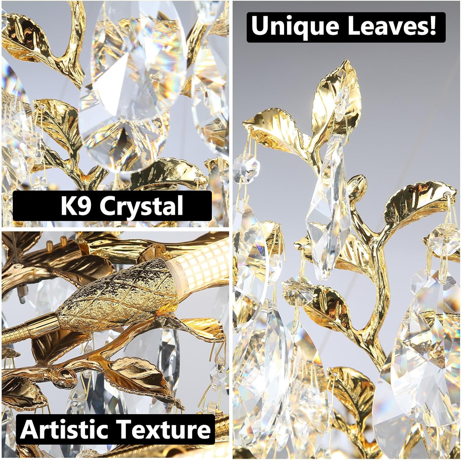 Gold Modern Crystal Tree Branch Leaf Chandelier for Home - Camilalamps - CA-B0CRKSZYYL