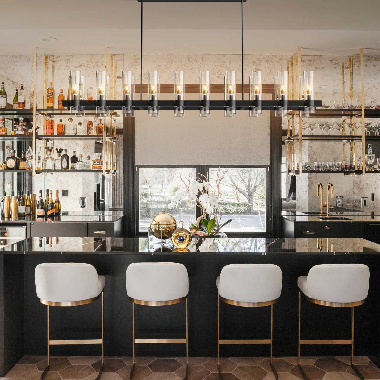 60 Inch Gold Chandelier, Wagon Wheel Chandelier with Glass Shade, 20 - Lights Large Round Modern Farmhouse High Ceiling Pendant Lighting Fixture for Dining Room, Living Room, Kitchen, Foyer - Camilalamps - B0CNRHR35D