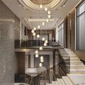 20 - Light Gold Crystal Staircase Chandelier with Adjustable Height - Camilalamps - CA-B0FMP2SYC6
