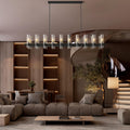 60 Inch Gold Chandelier, Wagon Wheel Chandelier with Glass Shade, 20 - Lights Large Round Modern Farmhouse High Ceiling Pendant Lighting Fixture for Dining Room, Living Room, Kitchen, Foyer - Camilalamps - B0CNRHR35D