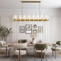 60 Inch Gold Chandelier, Wagon Wheel Chandelier with Glass Shade, 20 - Lights Large Round Modern Farmhouse High Ceiling Pendant Lighting Fixture for Dining Room, Living Room, Kitchen, Foyer - Camilalamps - B0CNRHR35D