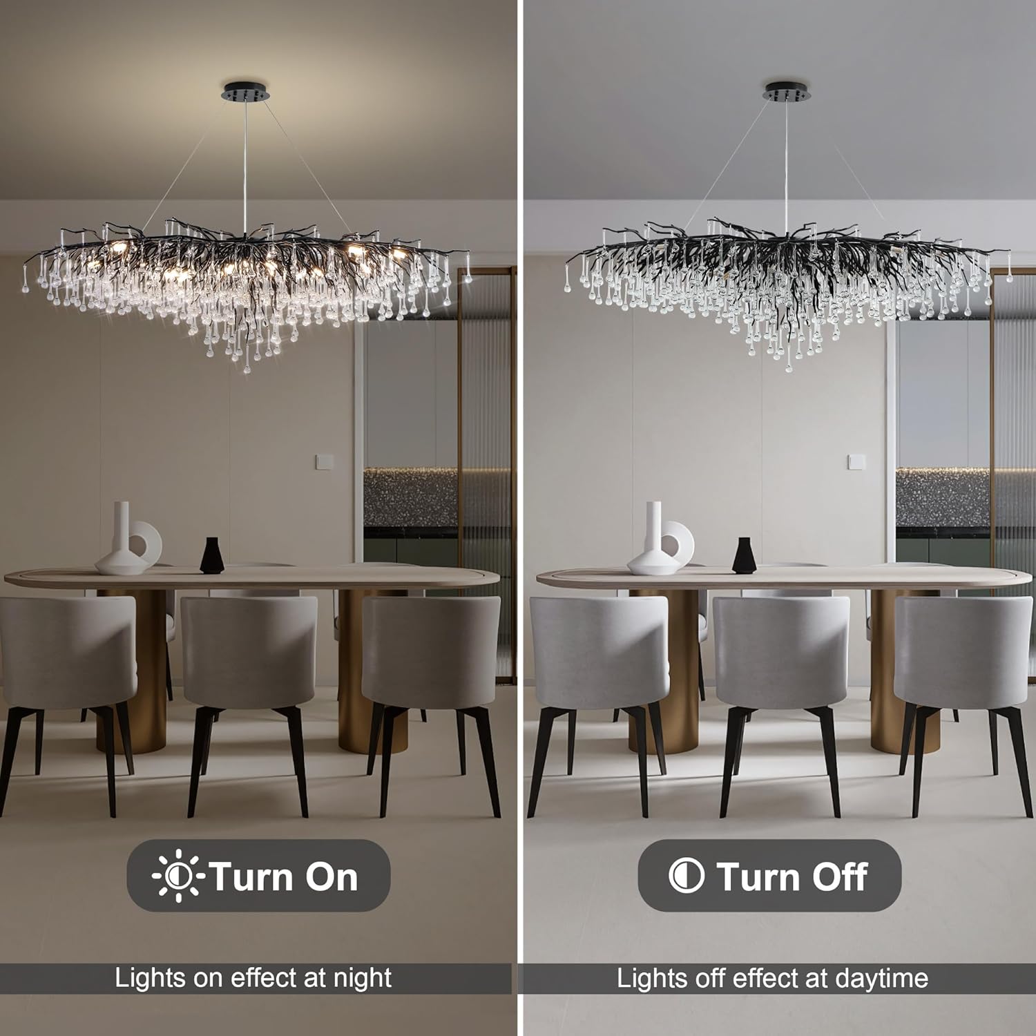 63" Black 15 - Light Modern Crystal Tree Branch Chandelier - Camilalamps - CA-B0BXN9SB16