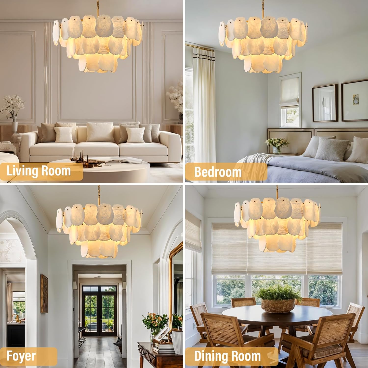 Luxury Alabaster Chandelier – 32" D, 15‑Bulb Natural Spanish Stone Light Fixture - Camilalamps - CA-B0FJG42QFJ