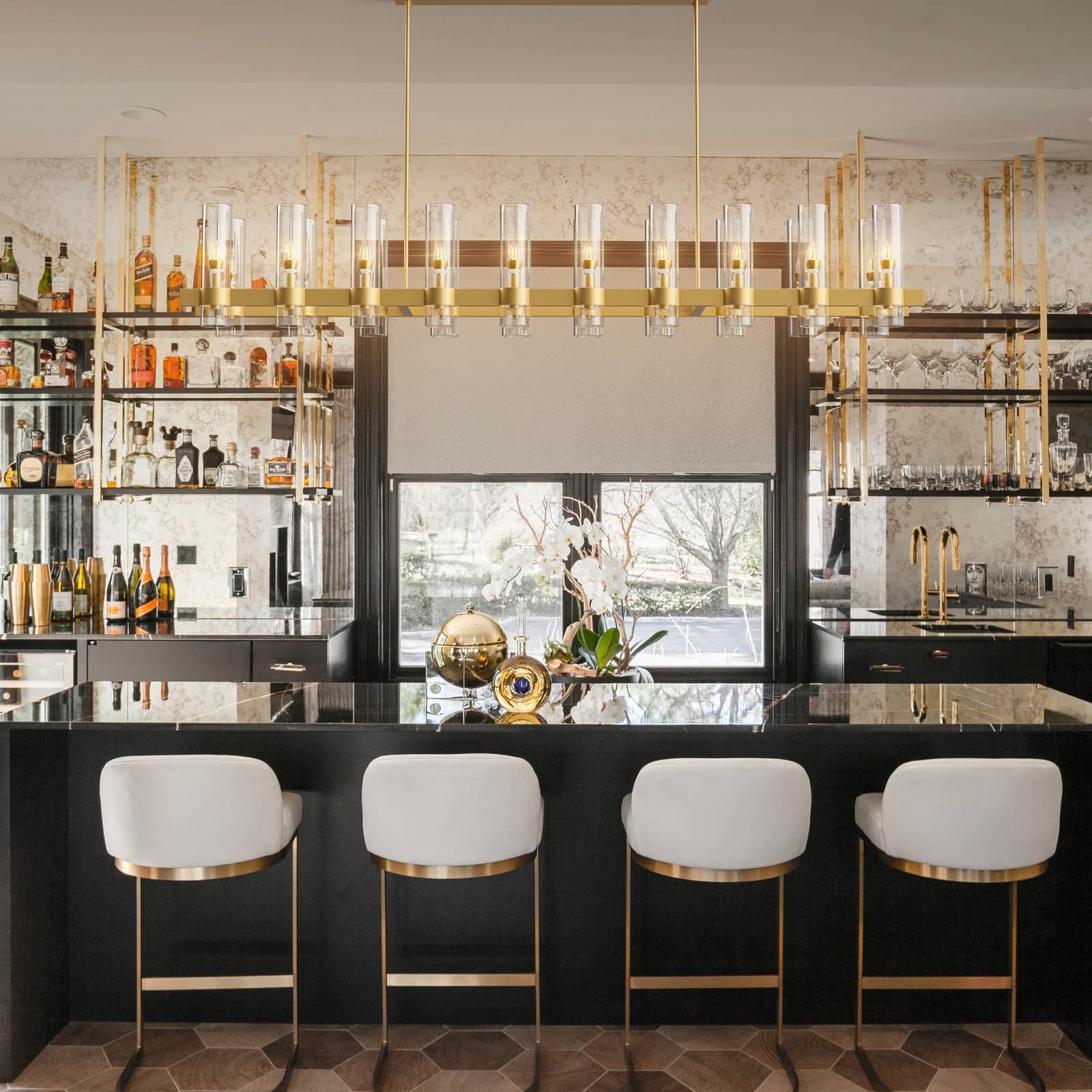 60 Inch Gold Chandelier, Wagon Wheel Chandelier with Glass Shade, 20 - Lights Large Round Modern Farmhouse High Ceiling Pendant Lighting Fixture for Dining Room, Living Room, Kitchen, Foyer - Camilalamps - B0CNRHR35D