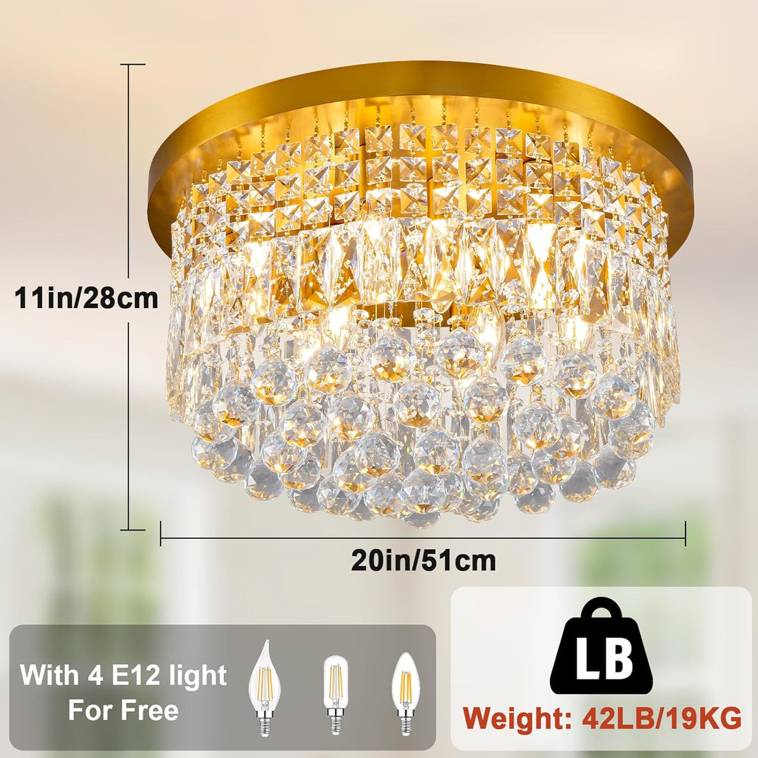 9 Light Modern Crystal Raindrop Chandelier Lighting Flush Mount - Camilalamps - CA-B0FQ4X9ZGR