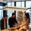 48 Inch Black Wagon Wheel Chandelier with Crystal Shade, 48 Lights, Modern Farmhouse Style, Ideal for Dining Room, Kitchen, Entryways - Camilalamps - B0DPJY8R54