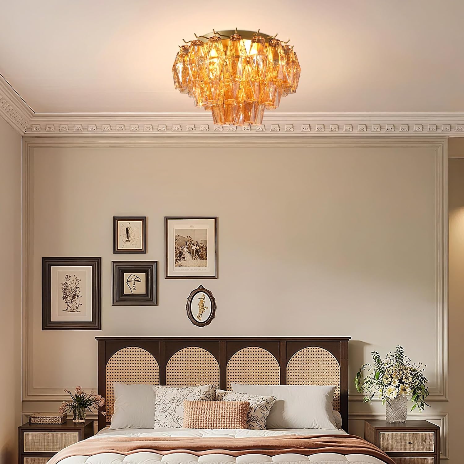 Amber 17" Modern Crystal Glass Chandelier for Elegant Ceiling Lighting - Camilalamps - CA-B0FC1Q3TNC