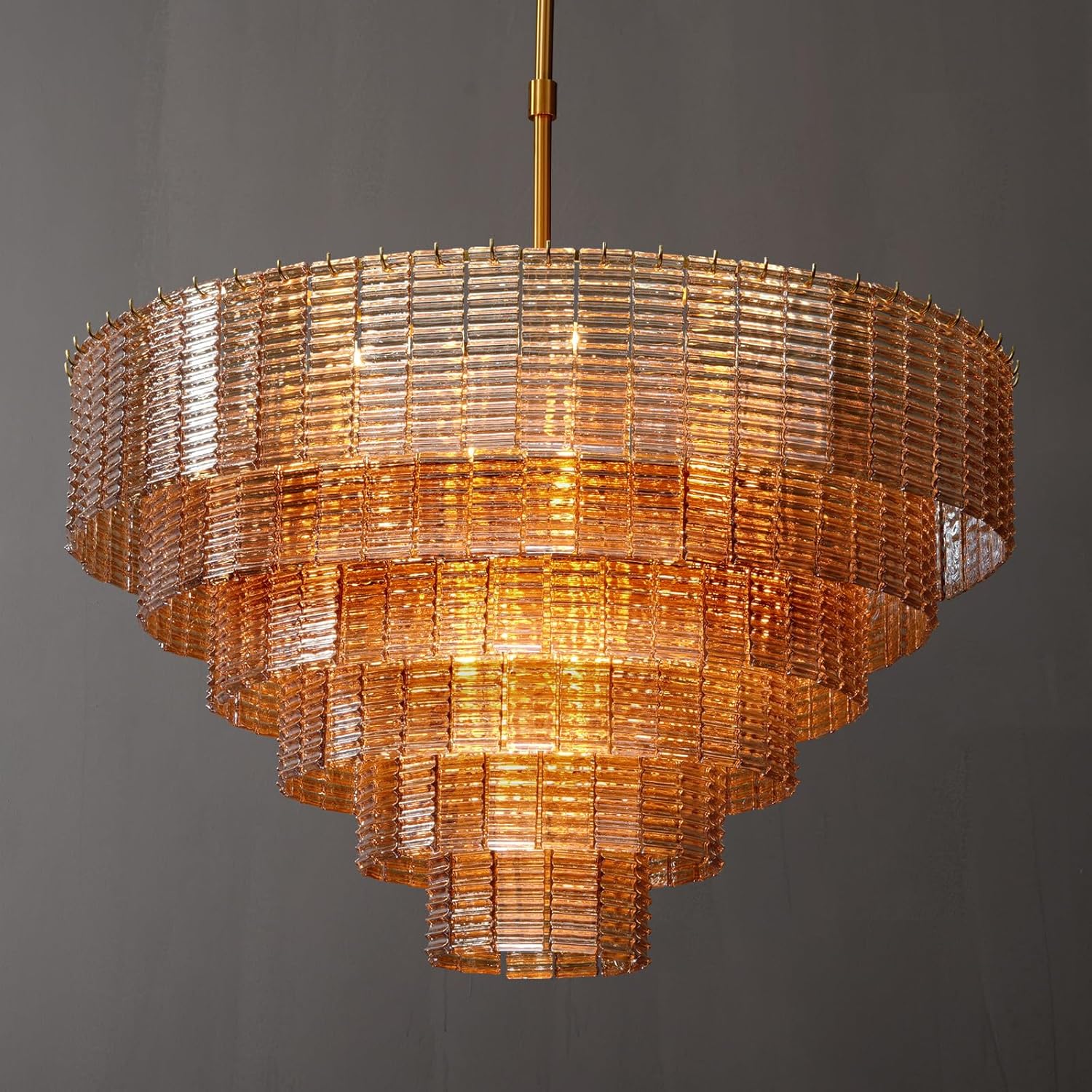 41 - Inch Amber Glass Large Modern Chandelier with 18 Lights - Camilalamps - CA-B0FPM873C1